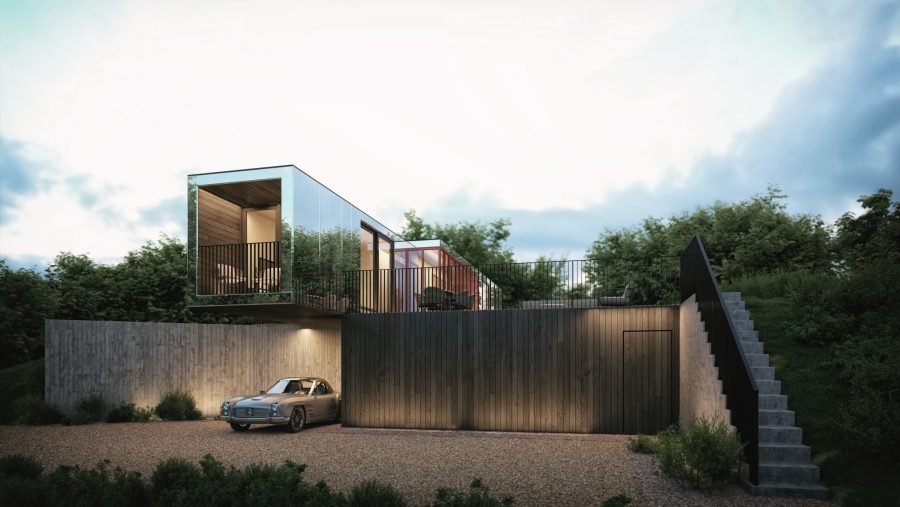 Patrick Bradley Architects Shipping Container Architecture Rural Bespoke Ireland Vernacular Lodge Bective lodge Abbey County Meath Mirror 4